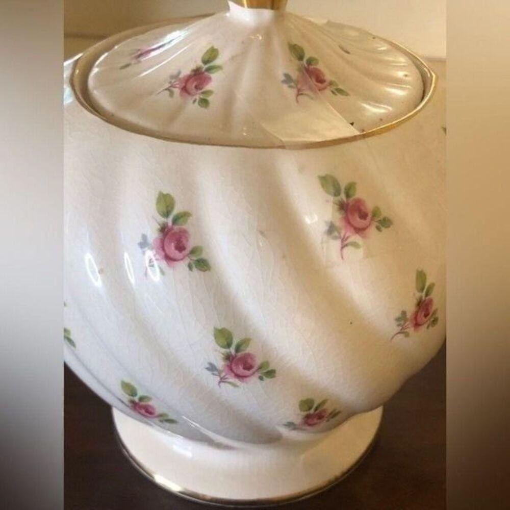 Vintage Sadler England Floral Print Ceramic Teapot Pottery White - Picture 2 of 6